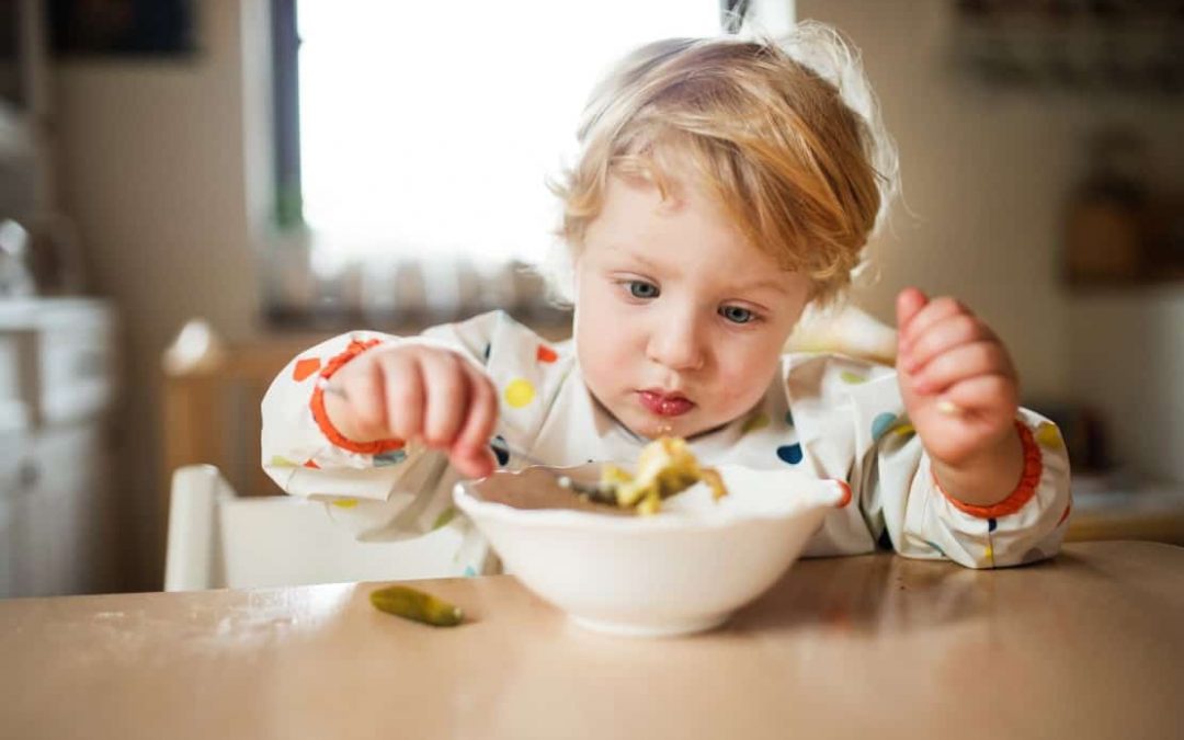 Enfant végétarien en train de manger son repas